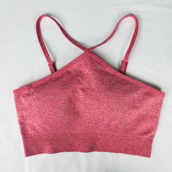 Seamless Stretch Red Cropped Halter Top Size Small - Picture 1 of 4
